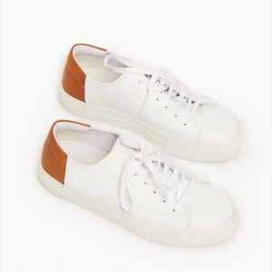ABLE Leather Emmy Sneaker White with Brown Heel